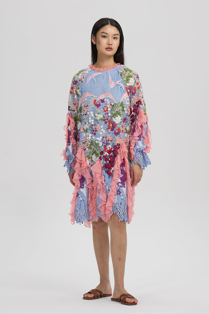 Arlette Embroidery Ruffle Dress
