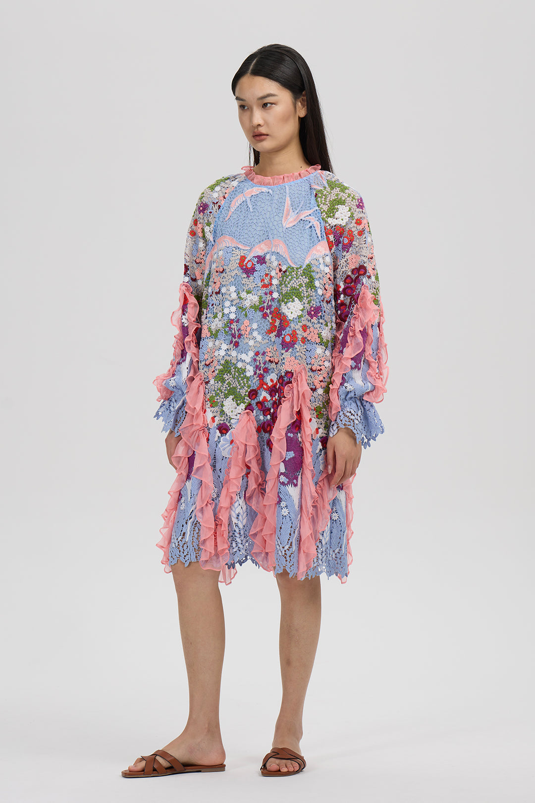 Arlette Embroidery Ruffle Dress