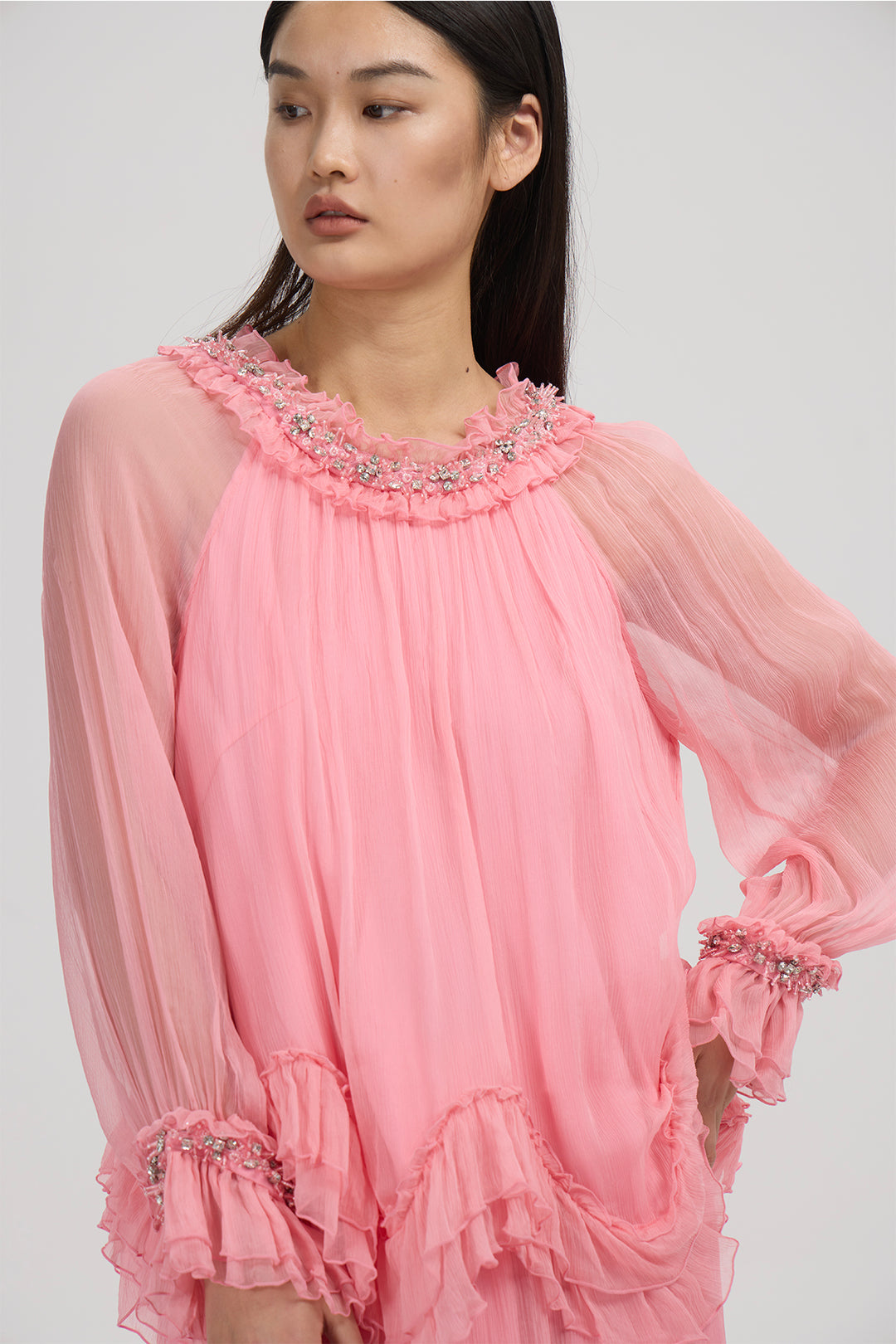 Rosalie Beaded Ruffle Silk Set