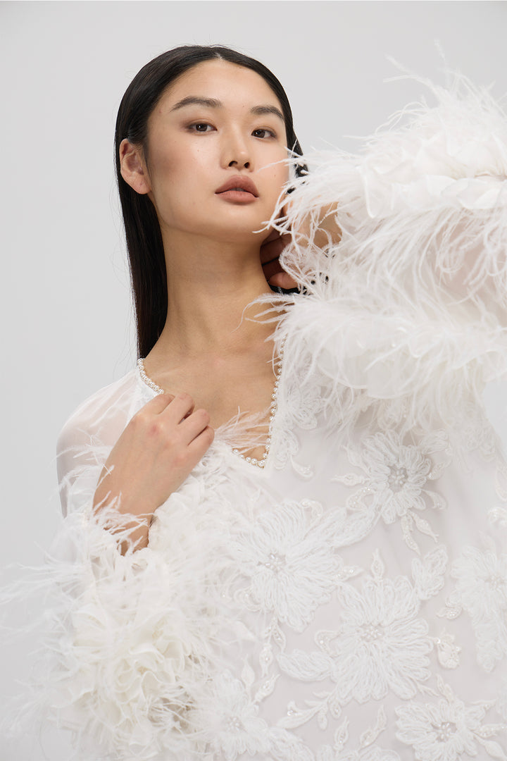 Arabella Embroidered Feather Dress