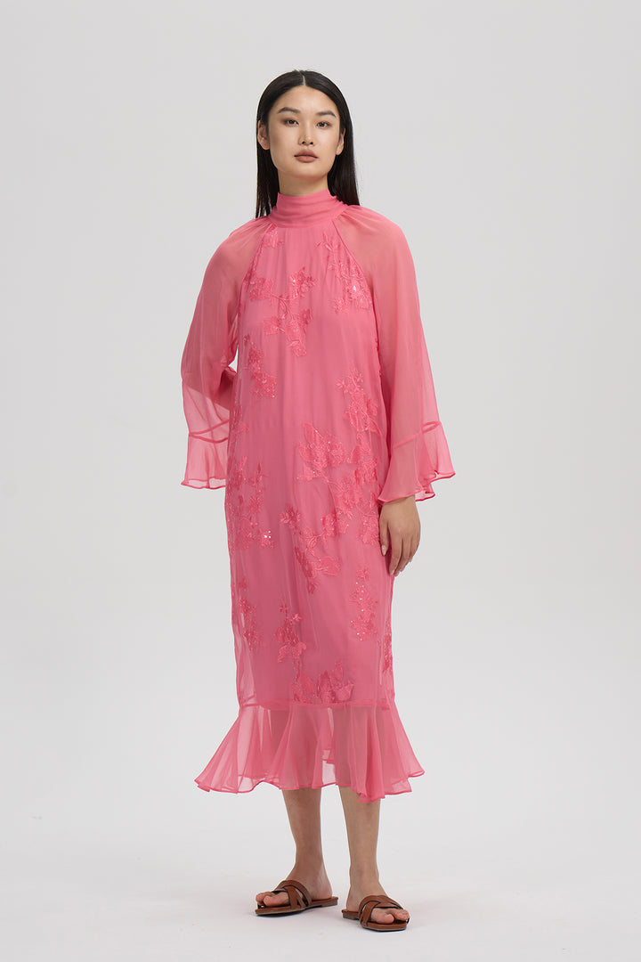 Solène Embroidered Silk Dress