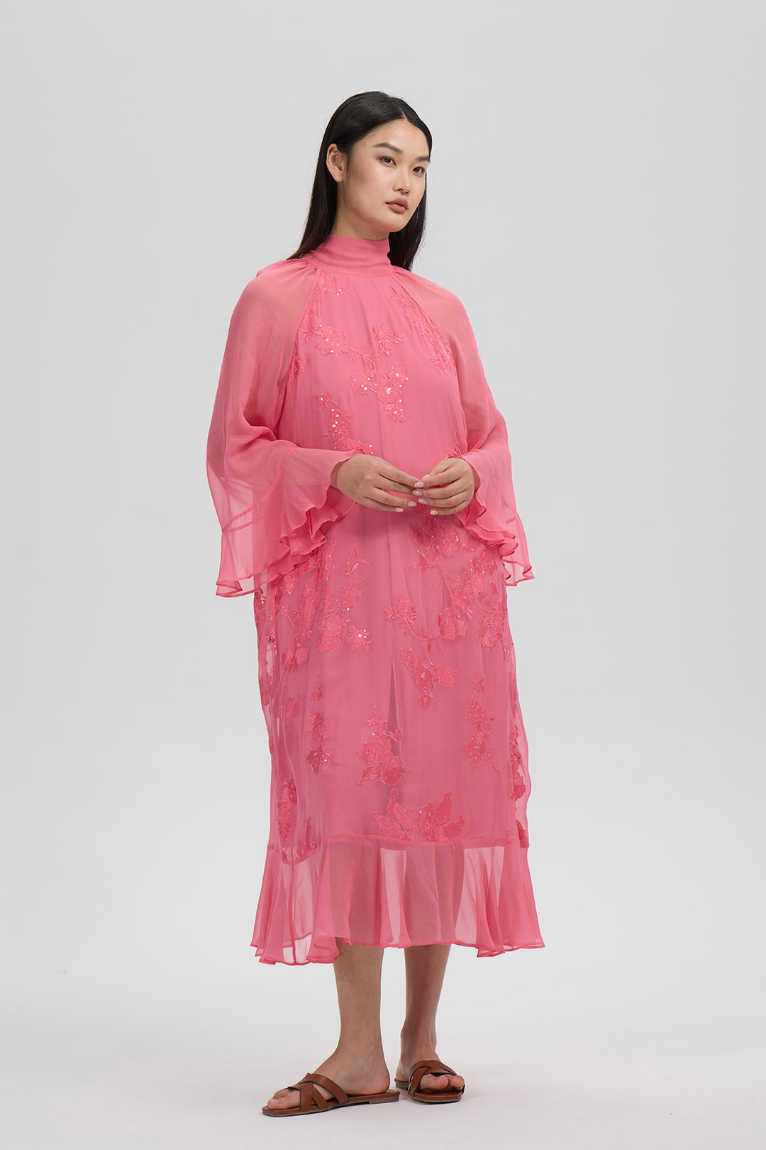 Solène Embroidered Silk Dress