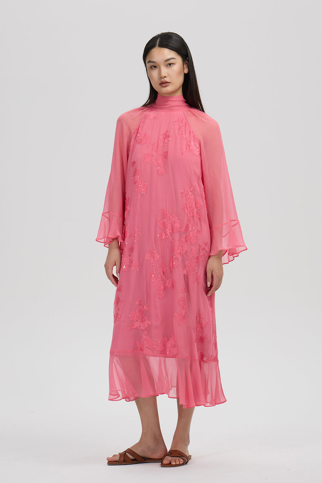 Solène Embroidered Silk Dress