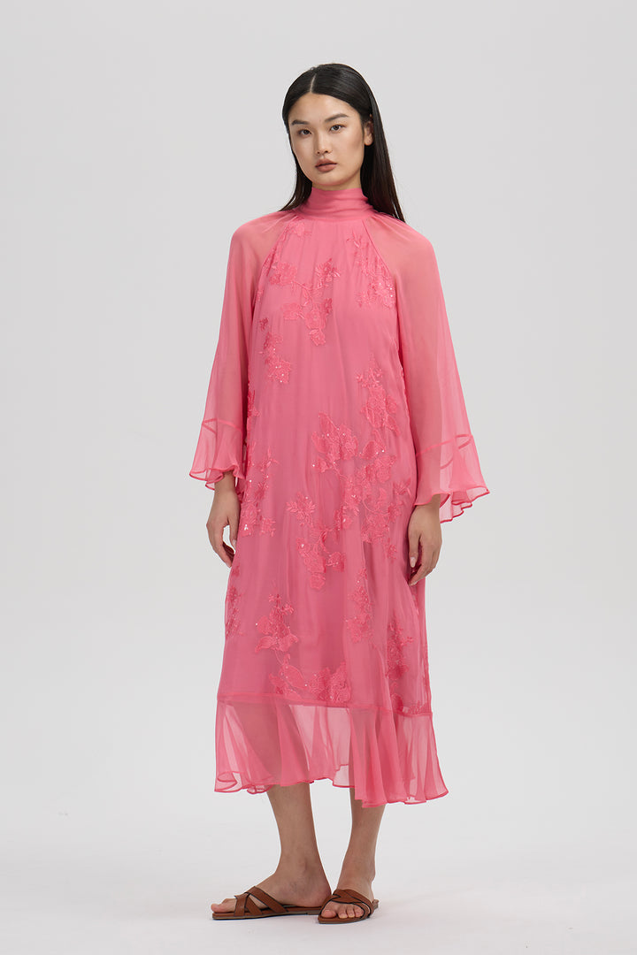 Solène Embroidered Silk Dress
