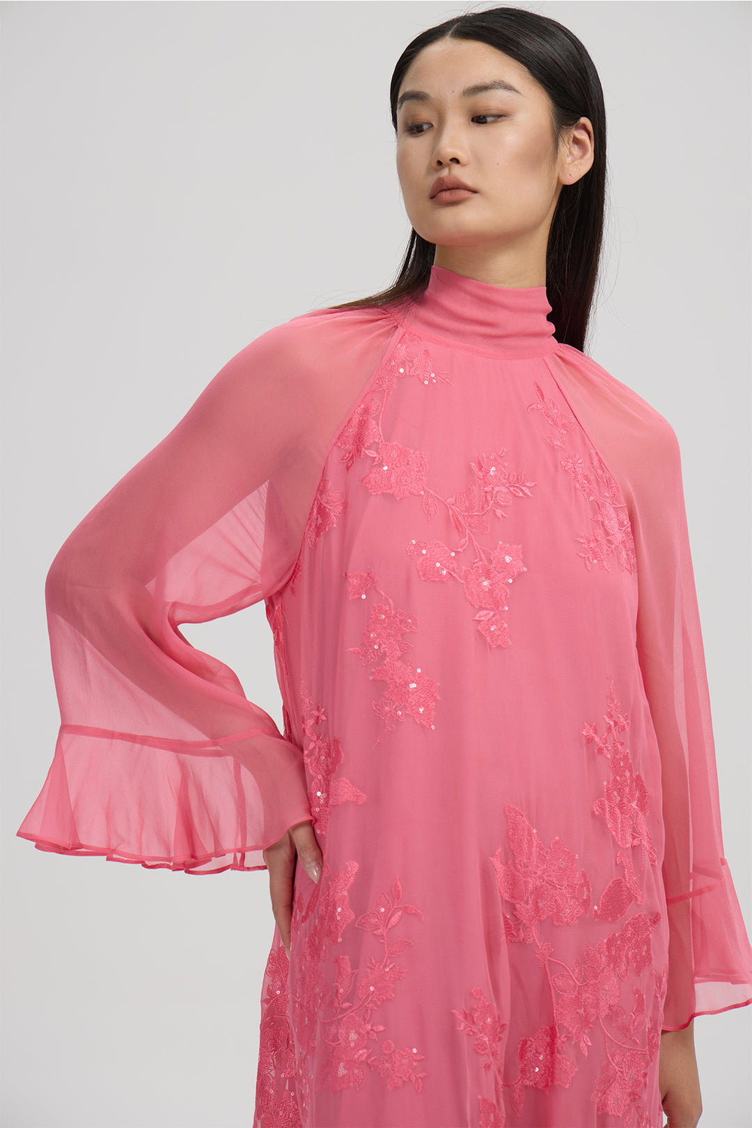 Solène Embroidered Silk Dress