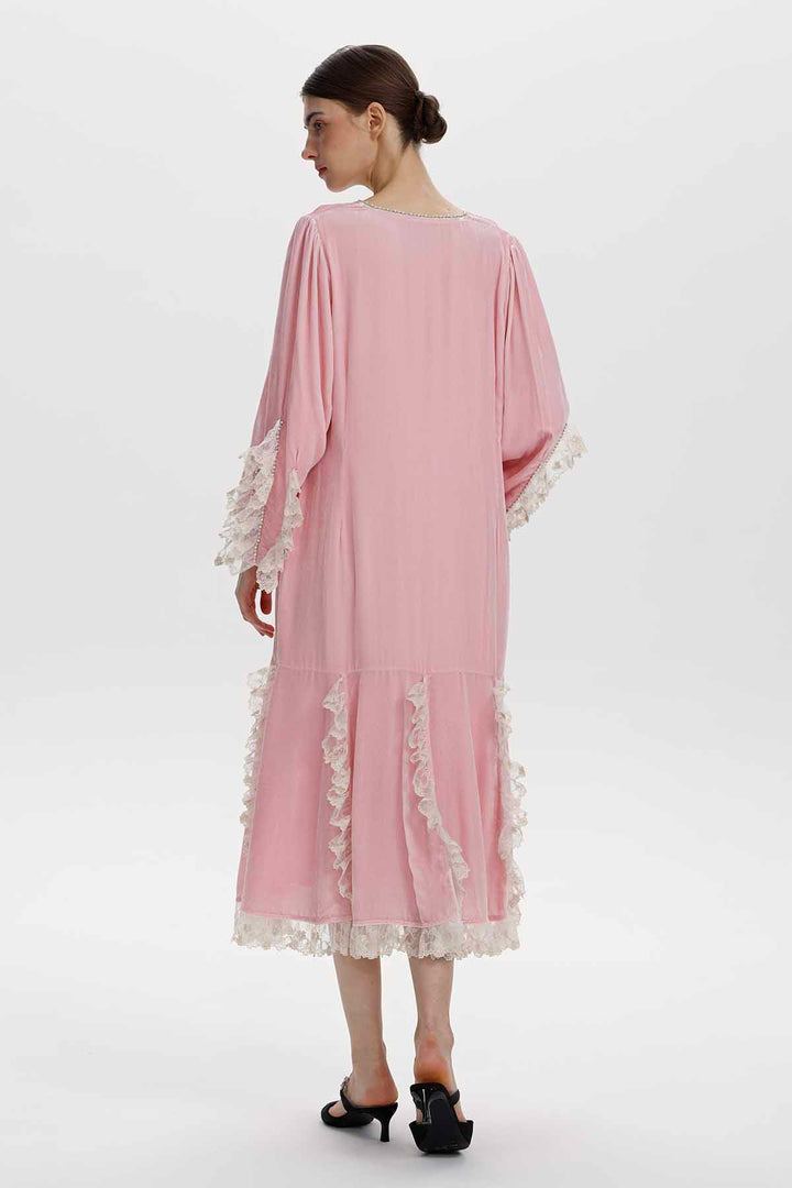 Florine Lace-Trimmed Velvet Dress