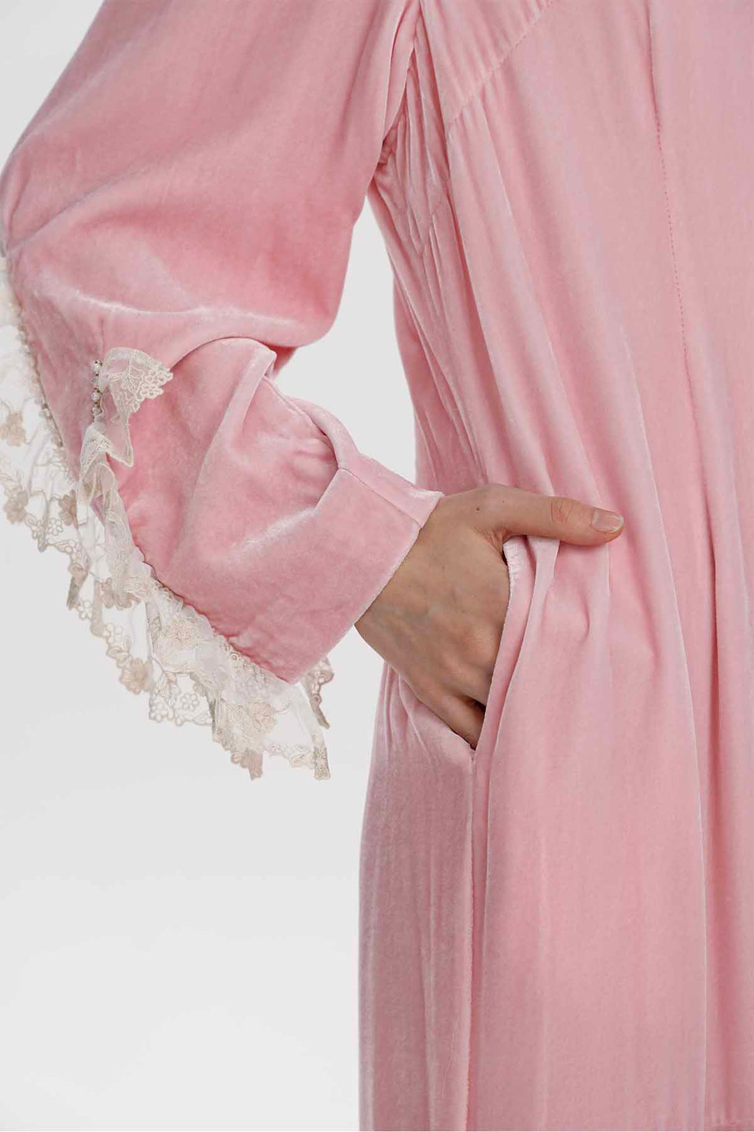 Florine Lace-Trimmed Velvet Dress