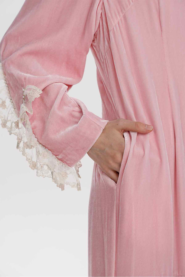 Florine Lace-Trimmed Velvet Dress
