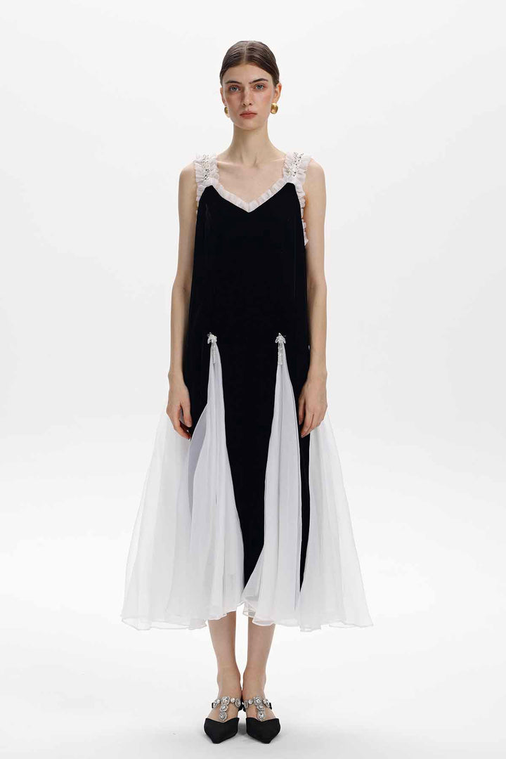 Olympe Pearl-Embellished Velvet Dress