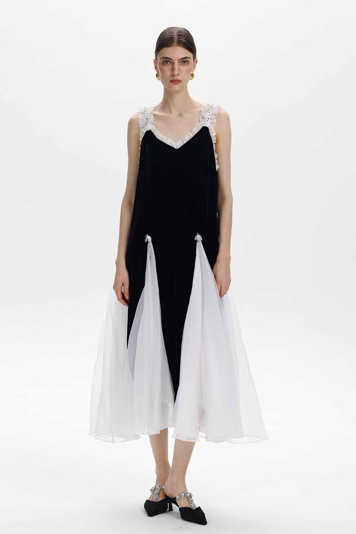 Olympe Pearl-Embellished Velvet Dress
