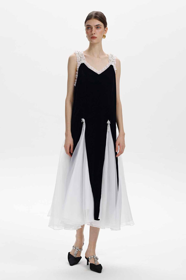 Olympe Pearl-Embellished Velvet Dress