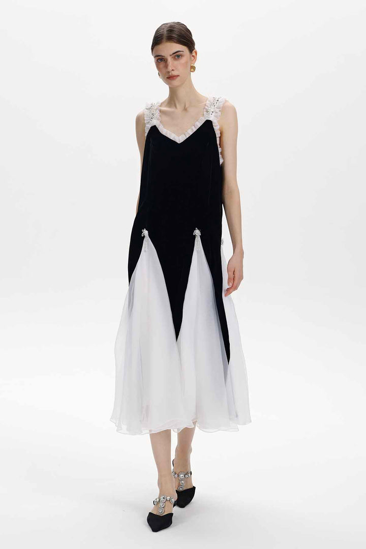 Olympe Pearl-Embellished Velvet Dress