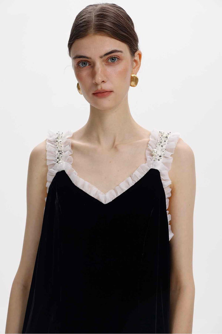 Olympe Pearl-Embellished Velvet Dress