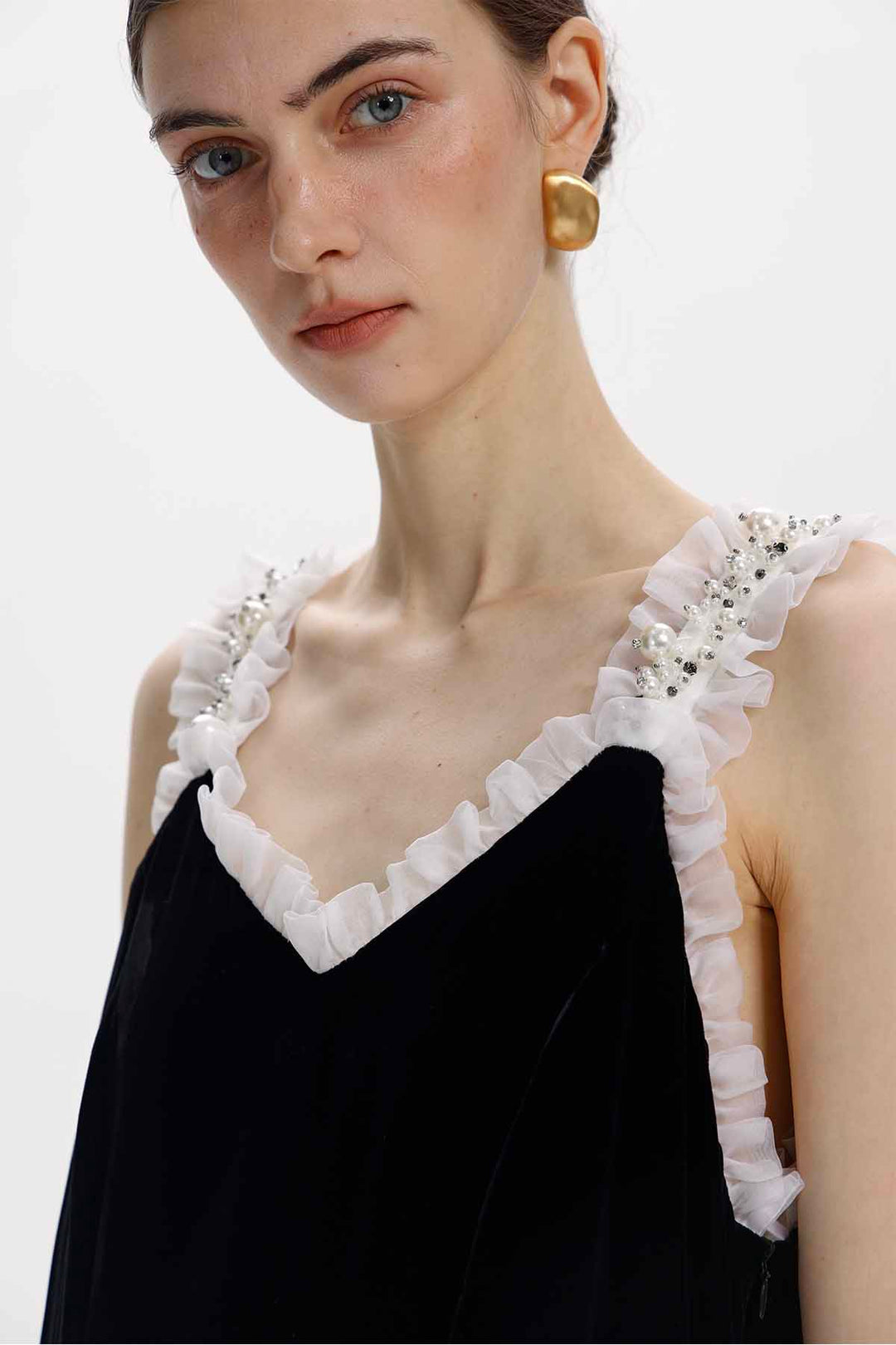 Olympe Pearl-Embellished Velvet Dress