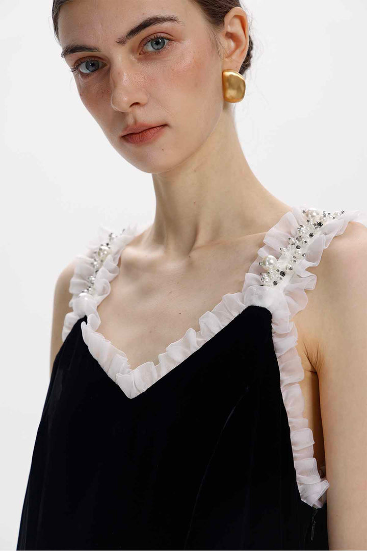 Olympe Pearl-Embellished Velvet Dress