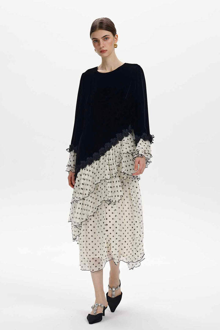 Flavie Velvet Ruffle Dress