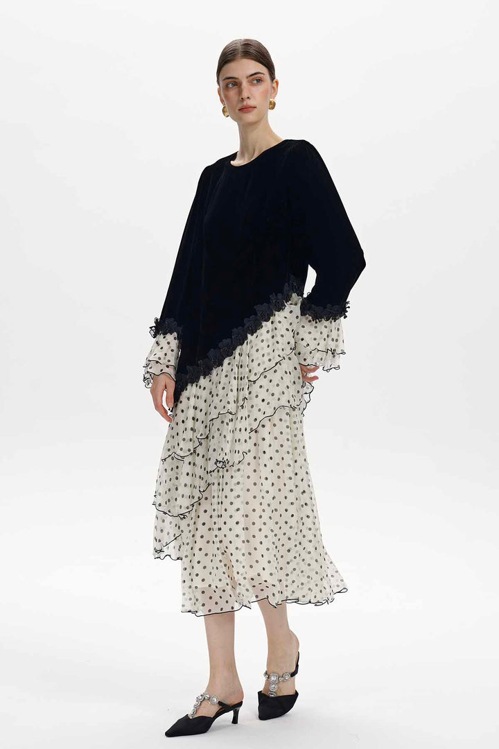 Flavie Velvet Ruffle Dress
