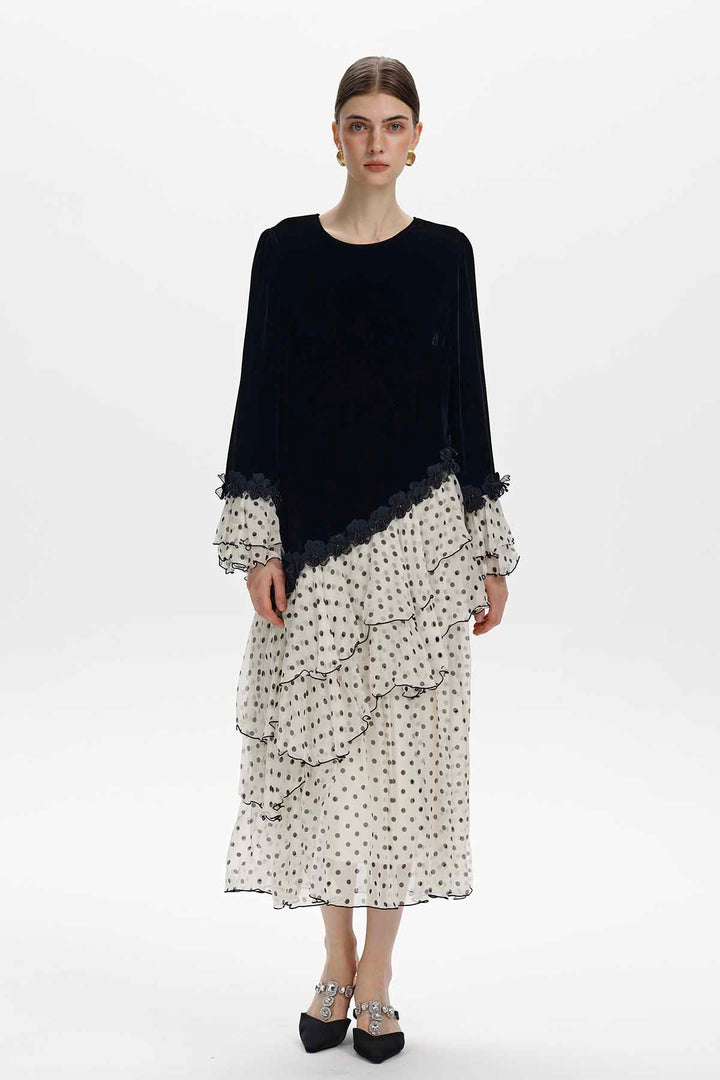 Flavie Velvet Ruffle Dress