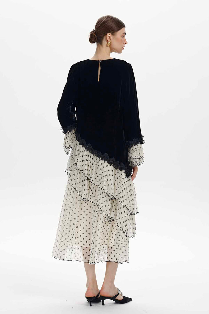 Flavie Velvet Ruffle Dress