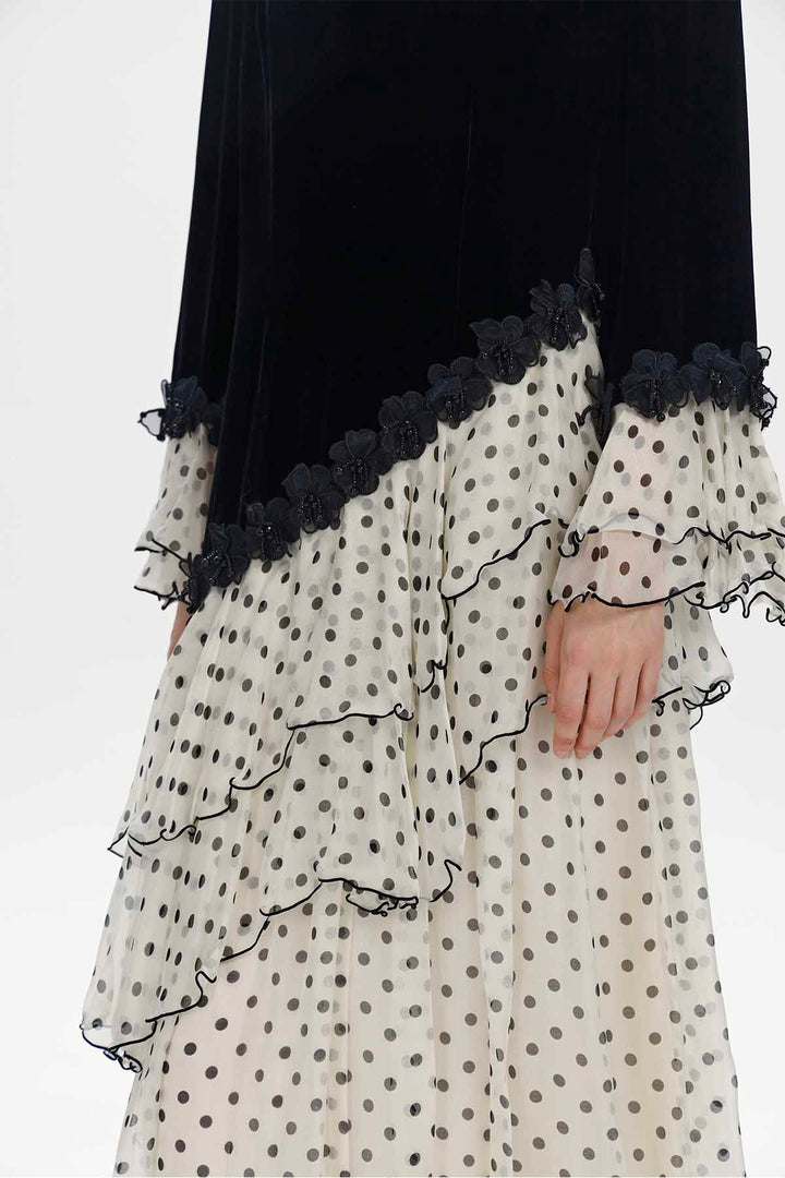 Flavie Velvet Ruffle Dress