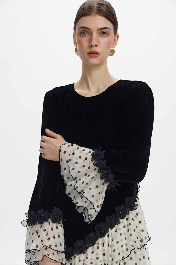 Flavie Velvet Ruffle Dress