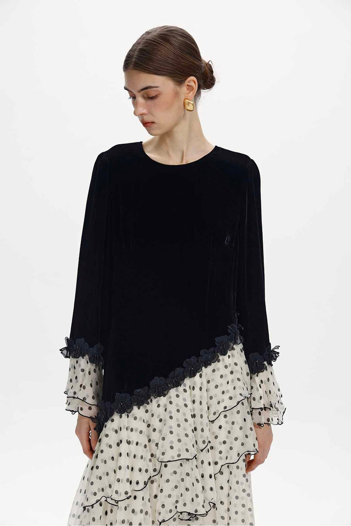 Flavie Velvet Ruffle Dress