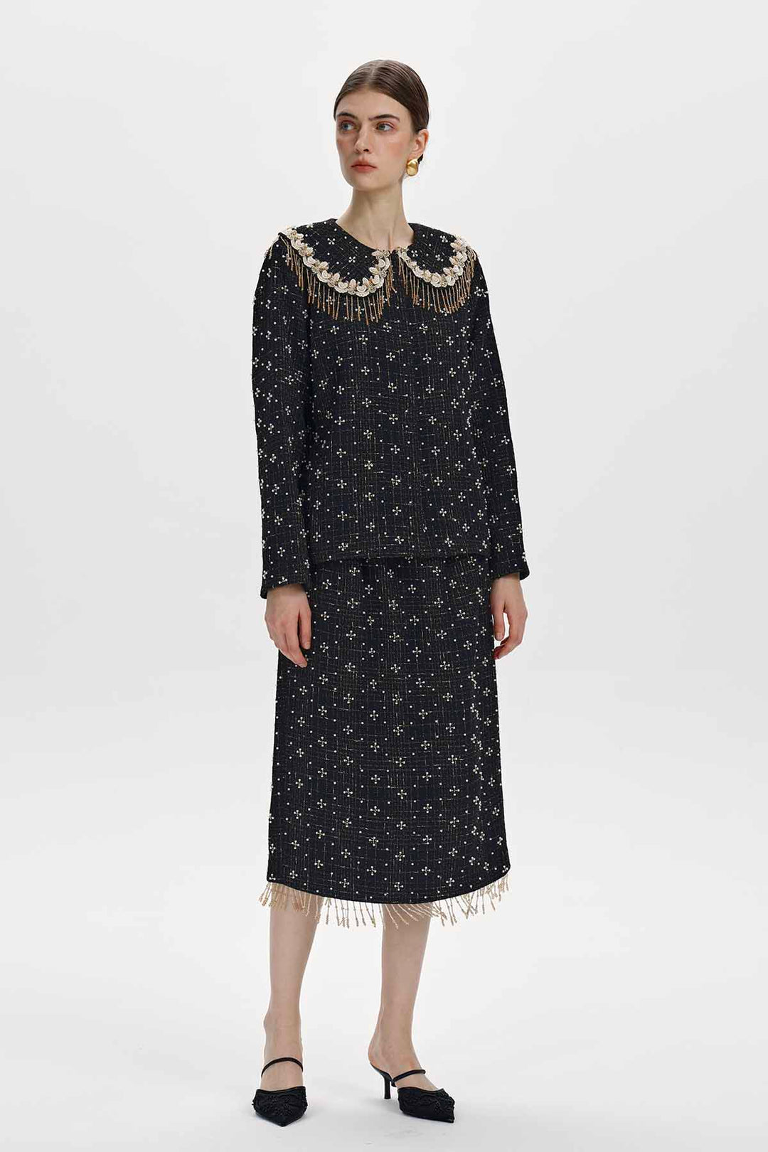 Perrine Embellished Tweed Two-Piece Set