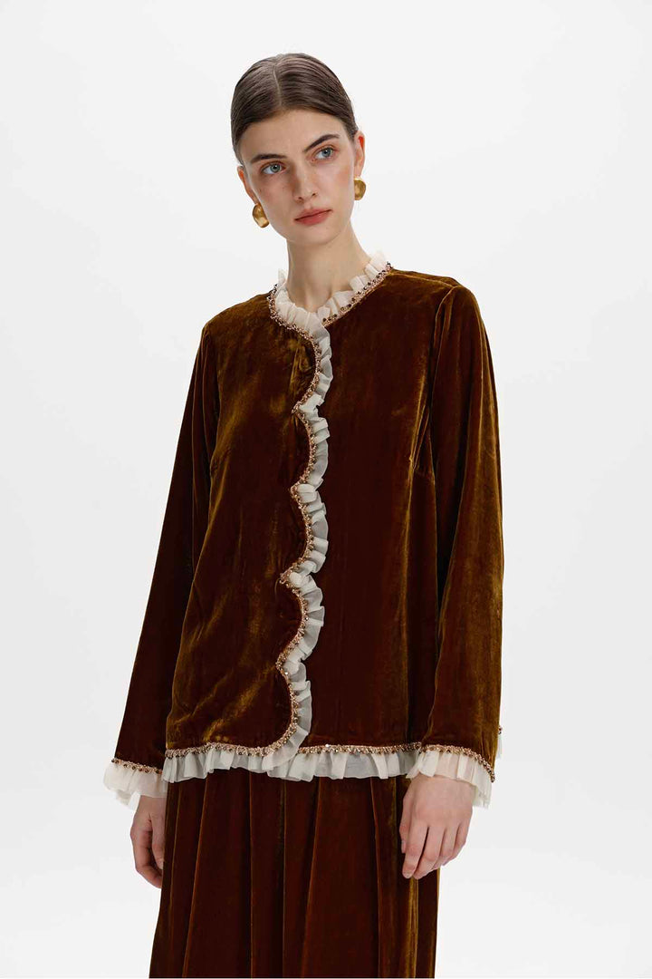 Isaure Ruffled Velvet Two-Piece Set