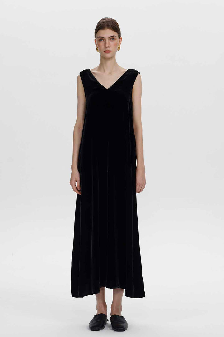 Rosamund Velvet Bow-Back Maxi Dress