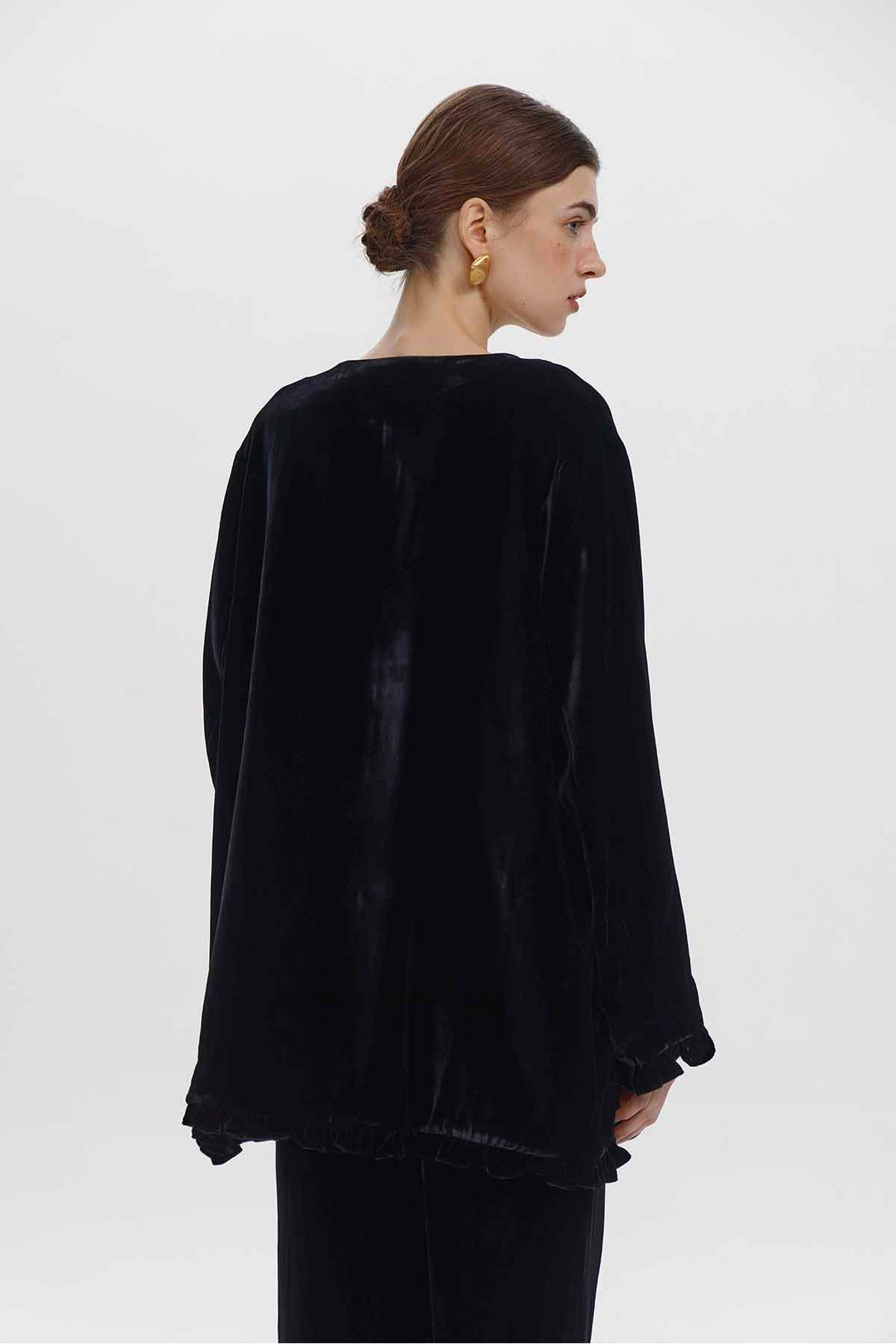 Isabella V-Neck Velvet Button Top