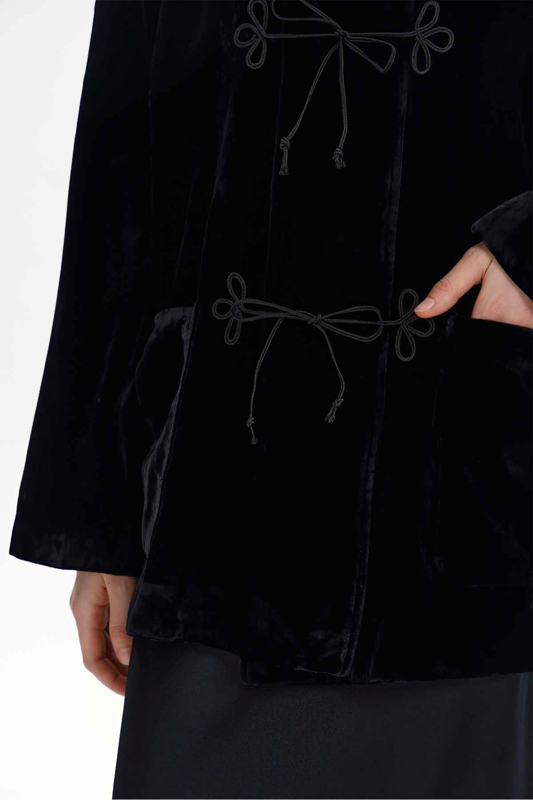 Soleil Knotted-Closure Velvet Jacket