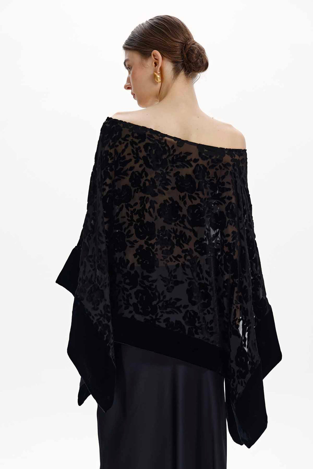 Tessa Floral Silk Velvet Batwing Top