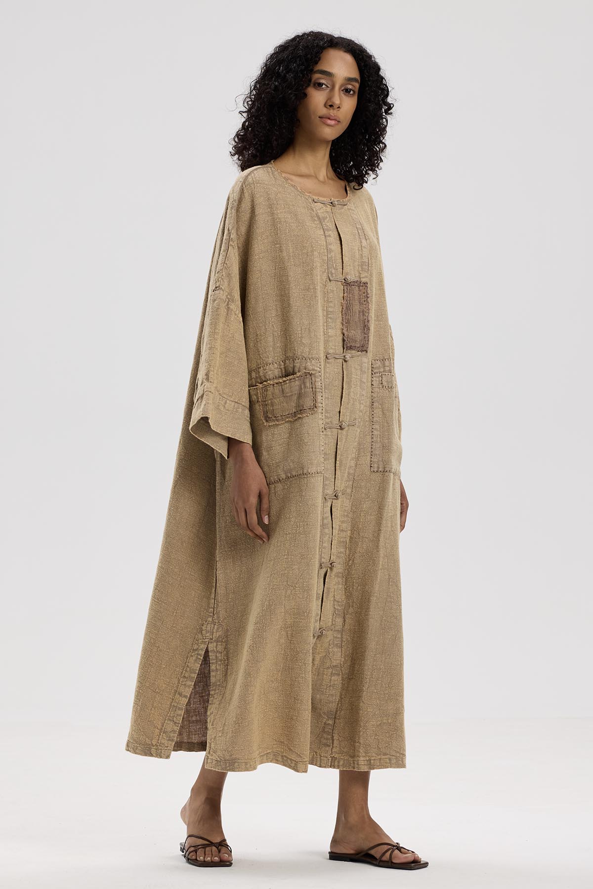 Sandra Casual Oversize Cardigan Linen Dress – ROSELABEL