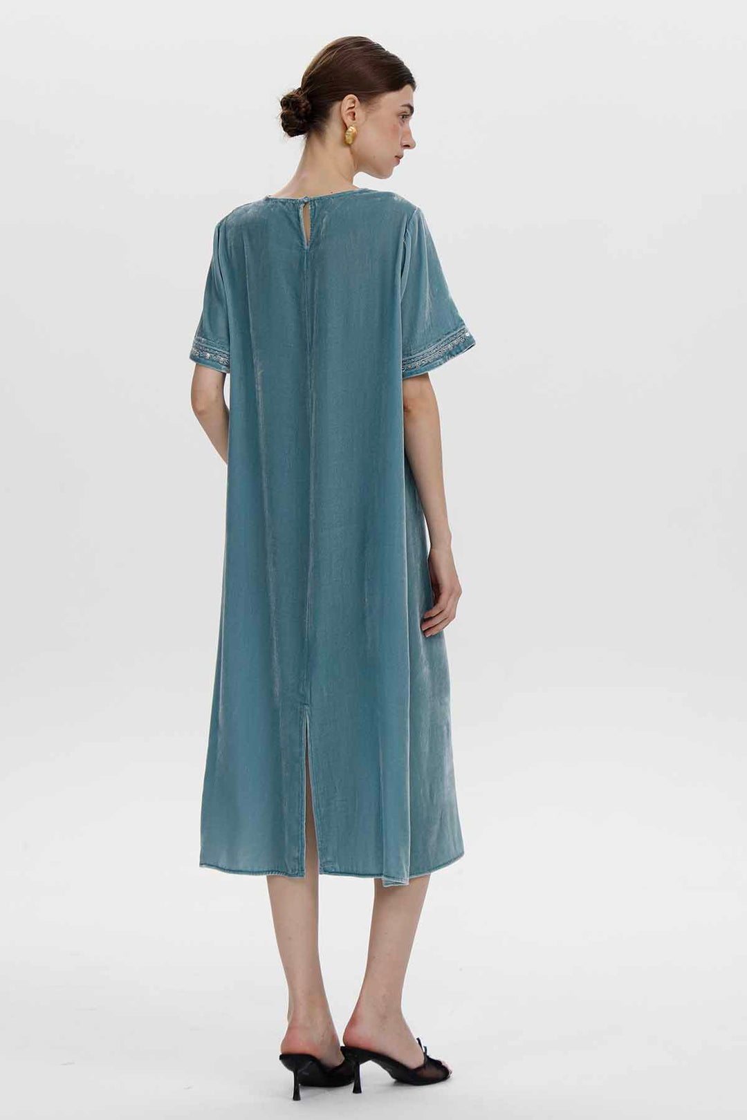 Samtkleid „Thea“ mit Perlenverzierung