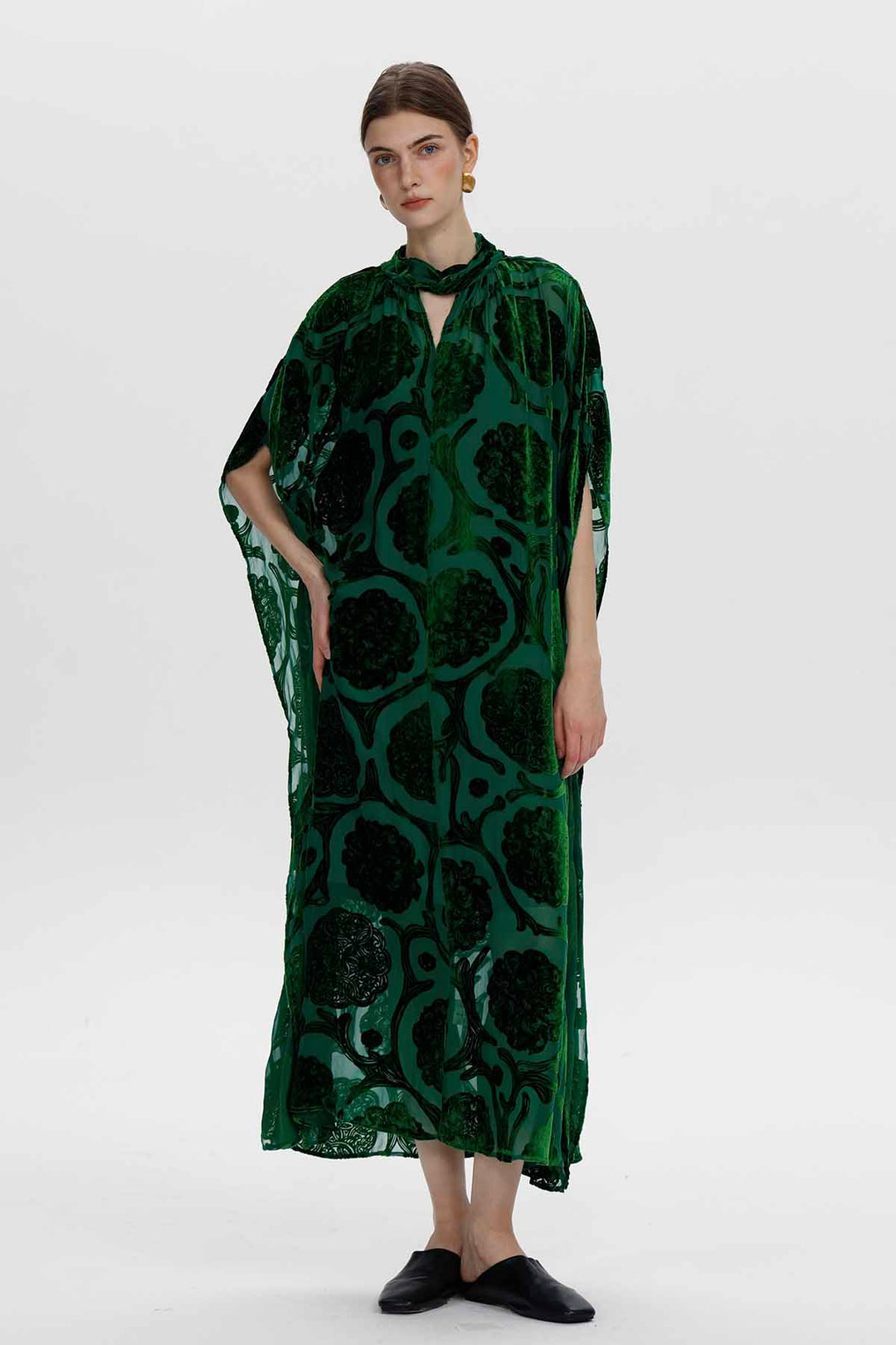 Solenne Florales Maxikleid aus Burnout-Samt