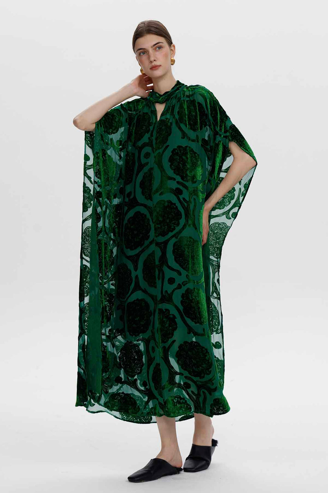 Solenne Florales Maxikleid aus Burnout-Samt