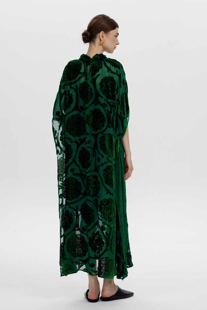 Solenne Florales Maxikleid aus Burnout-Samt