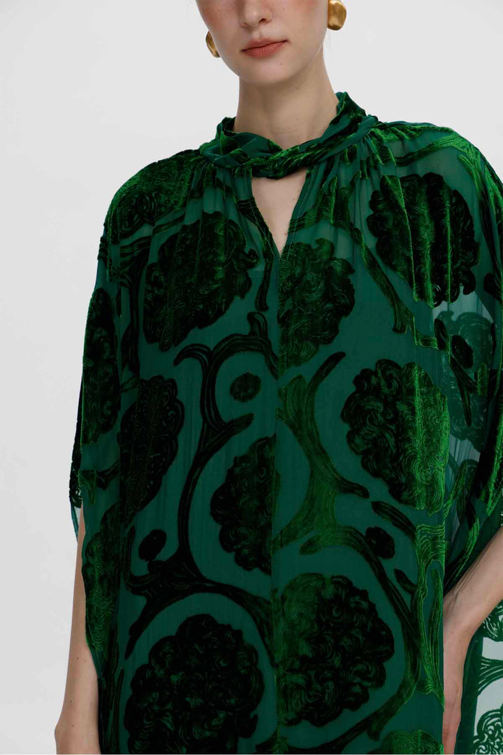 Solenne Florales Maxikleid aus Burnout-Samt