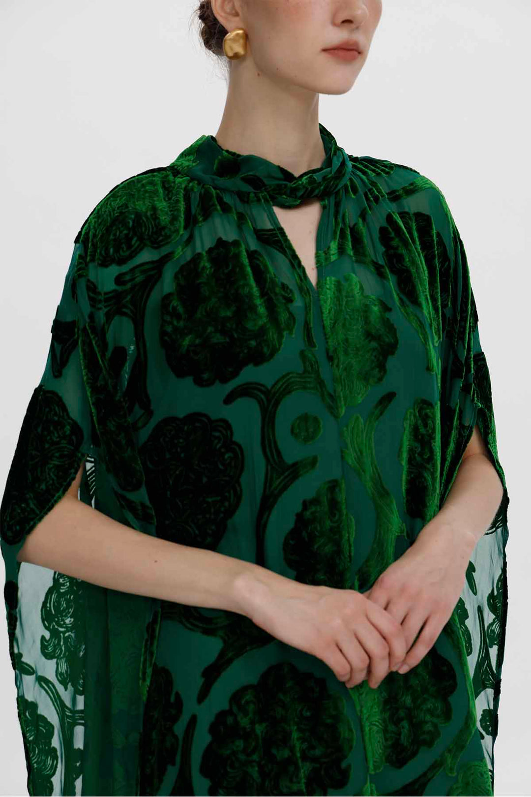 Solenne Florales Maxikleid aus Burnout-Samt