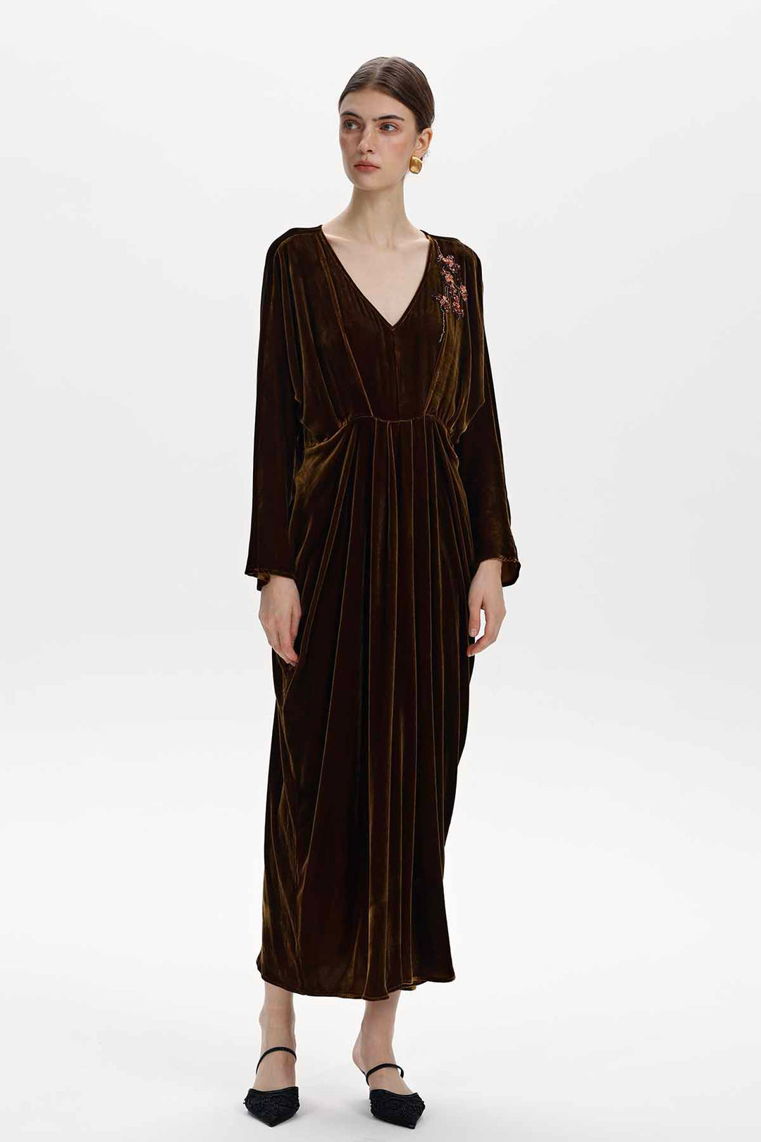 Adele Beaded Floral Velvet Maxi Dress