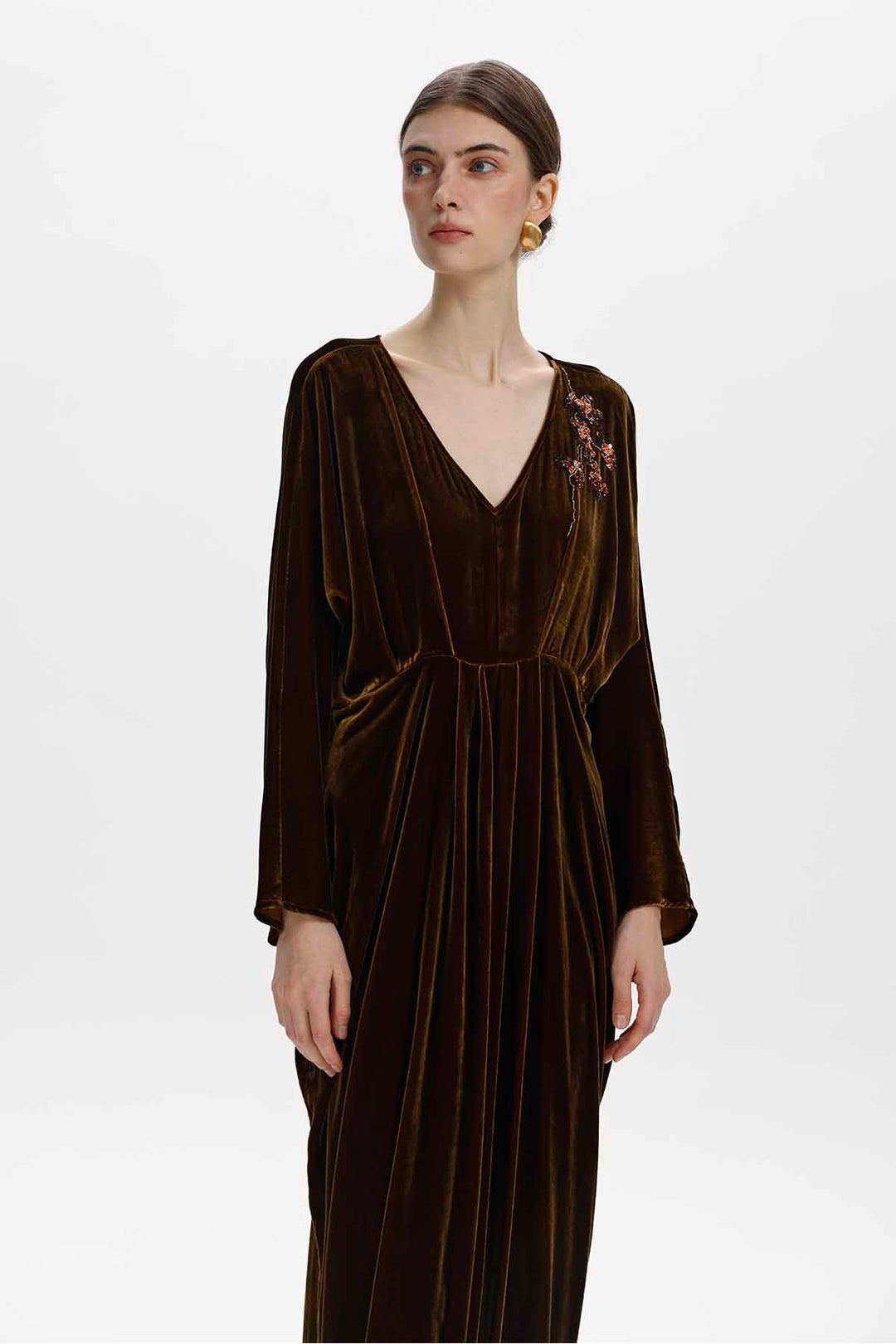 Adele Beaded Floral Velvet Maxi Dress