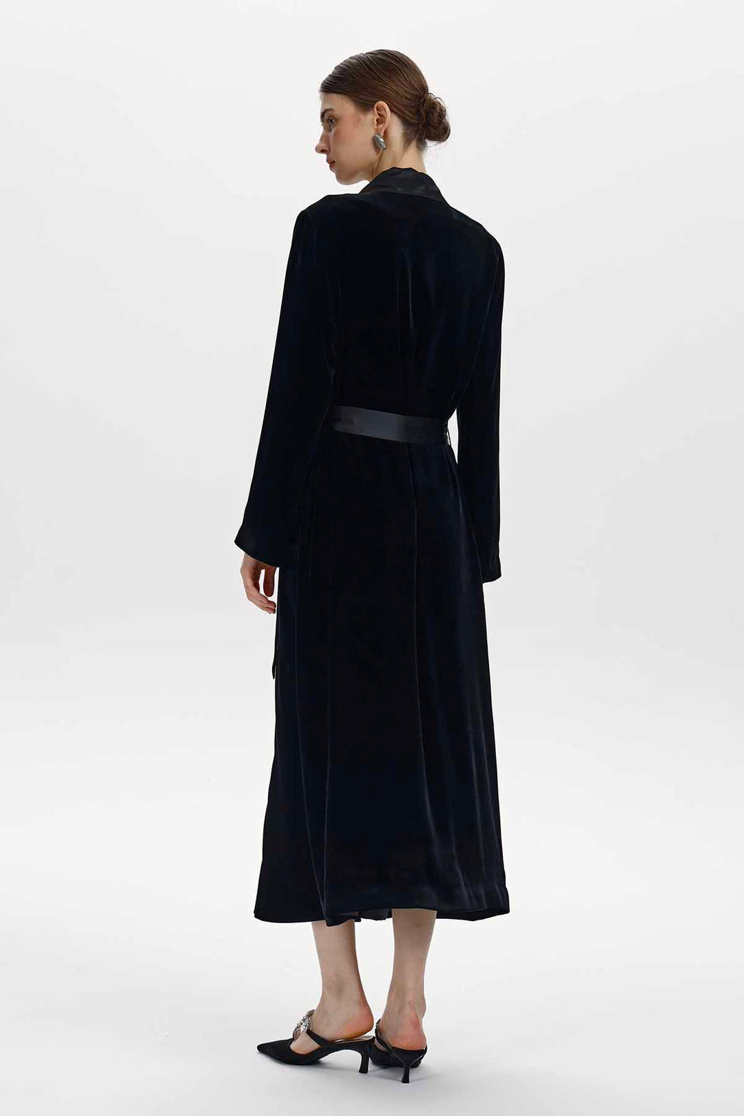 Aster Floral Beaded Silk Velvet Wrap Coat
