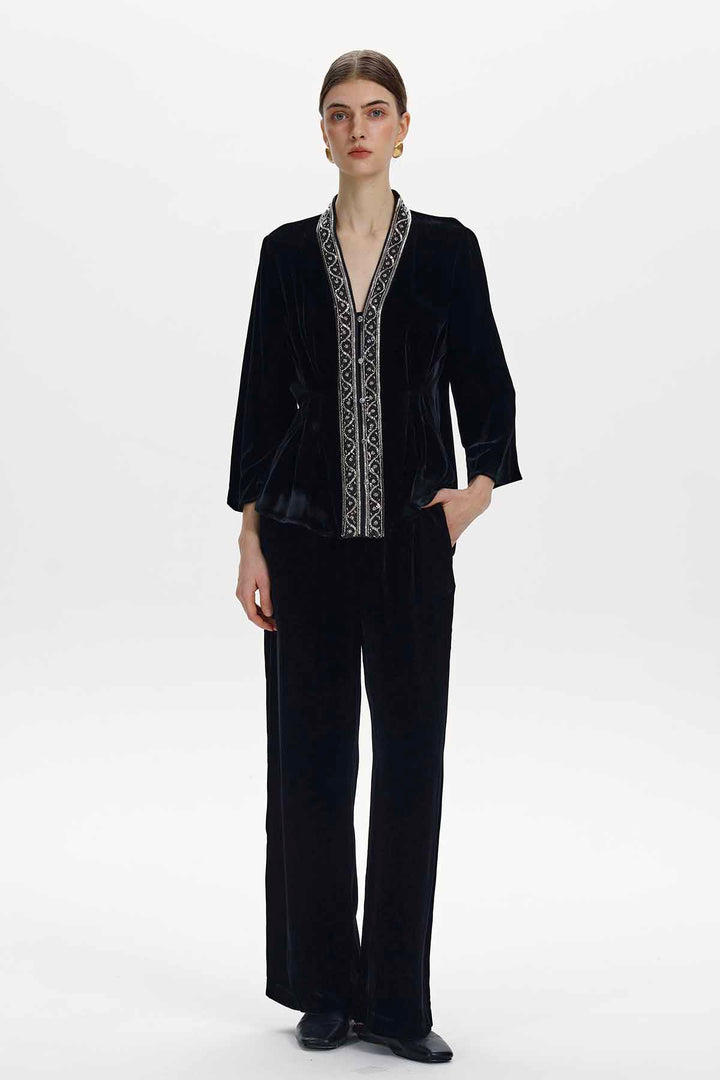 Cleo Embellished Silk Velvet Set