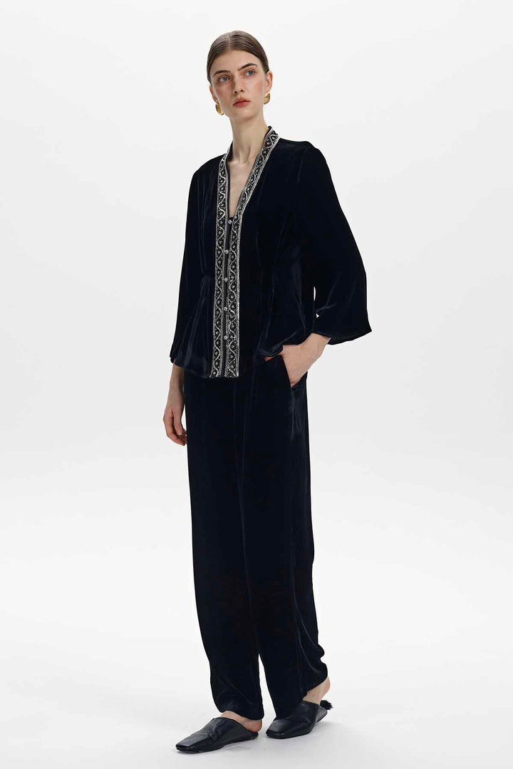 Cleo Embellished Silk Velvet Set
