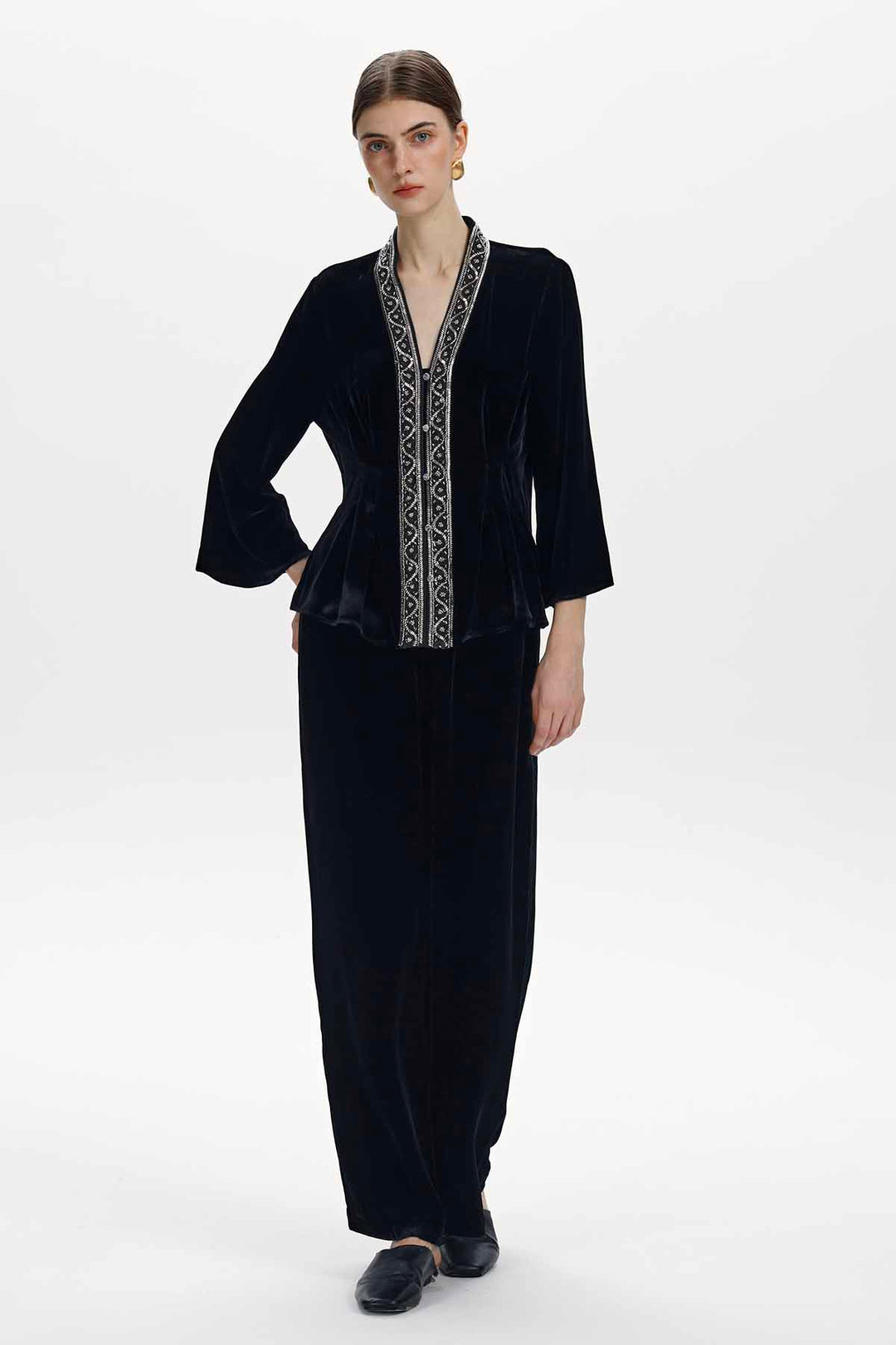Cleo Embellished Silk Velvet Set
