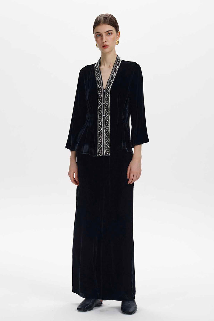 Cleo Embellished Silk Velvet Set