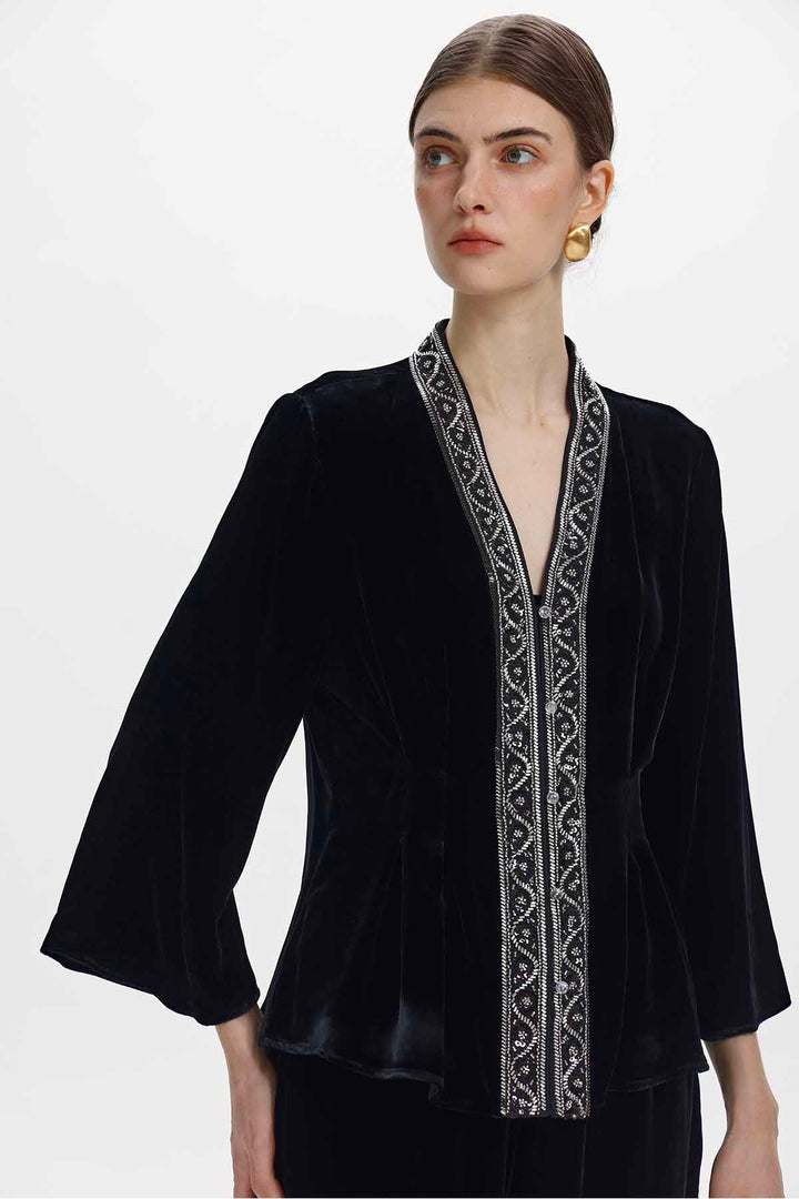 Cleo Embellished Silk Velvet Set