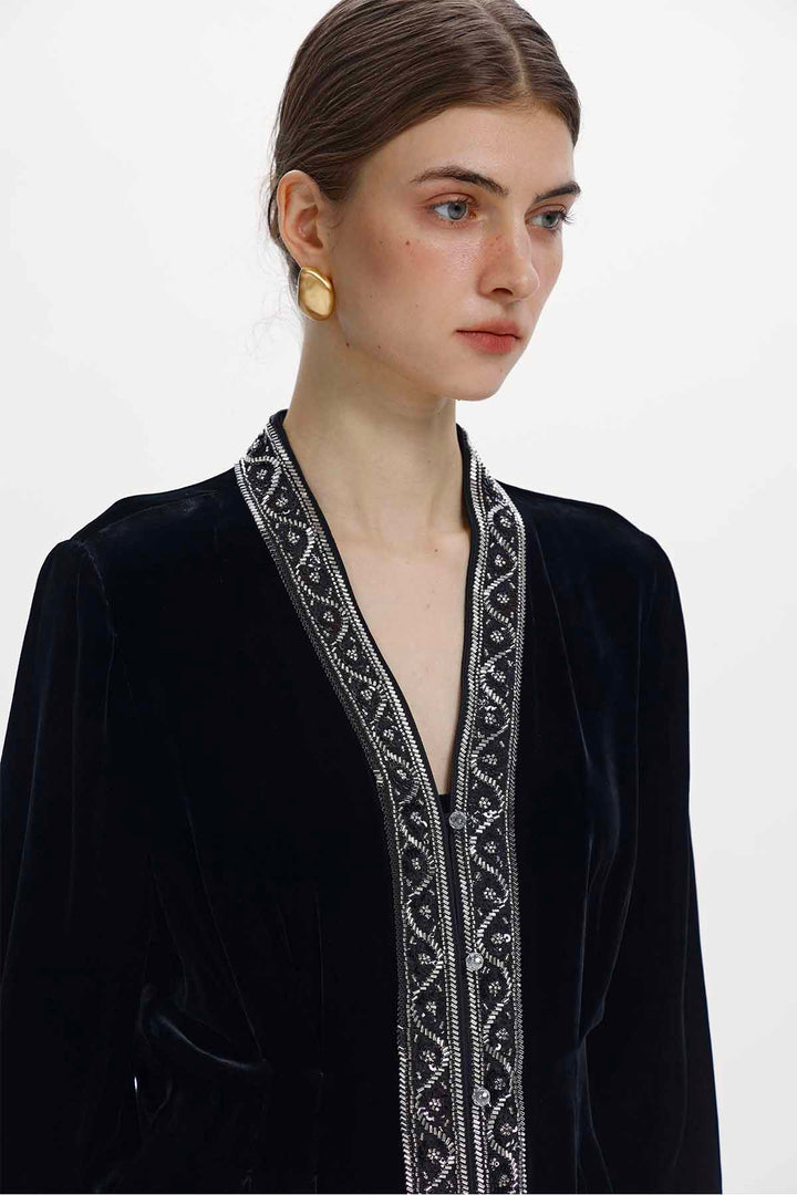 Cleo Embellished Silk Velvet Set