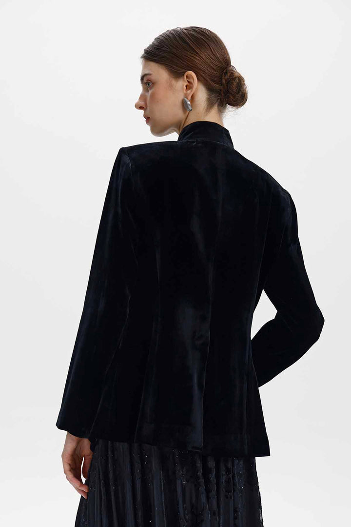 Edie Hand-Beaded Floral Silk Velvet Jacket
