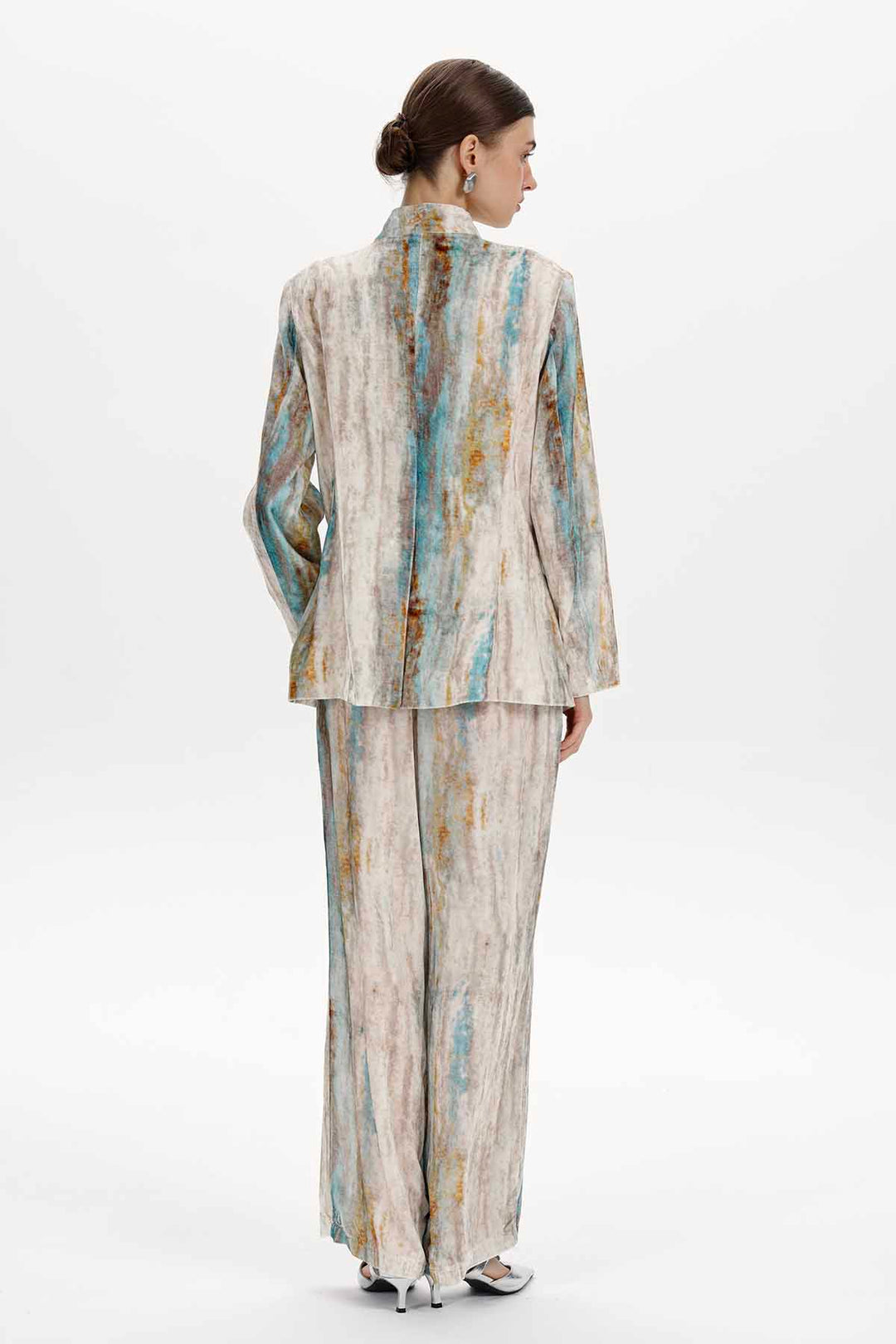 Faye Abstract Print Velvet Tie-Front Jacket Set